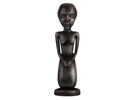 Old african statuette isolated on white background