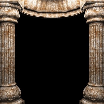 stone columns and arch made in 3D