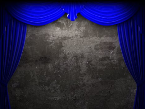 velvet curtain opening scene made in 3d