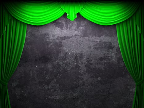 velvet curtain opening scene made in 3d