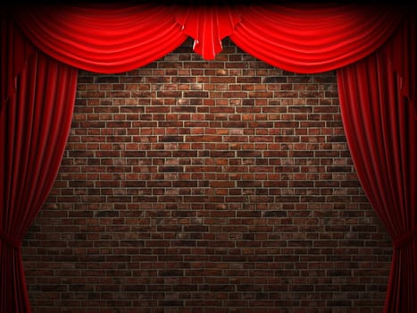 velvet curtain opening scene made in 3d
