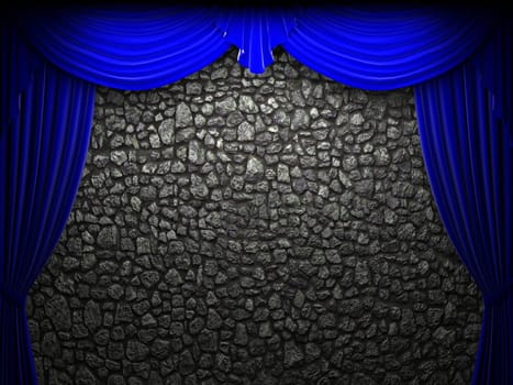 velvet curtain opening scene made in 3d