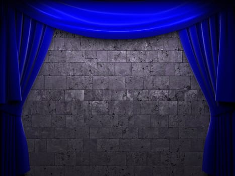 velvet curtain opening scene made in 3d