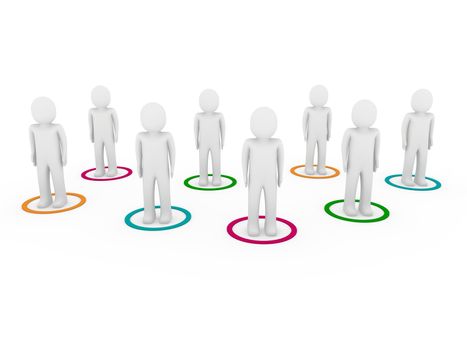3d men human connection team teamwork pink orange