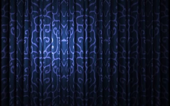 blue velvet curtain opening scene made in 3d