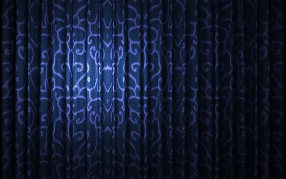 blue velvet curtain opening scene made in 3d