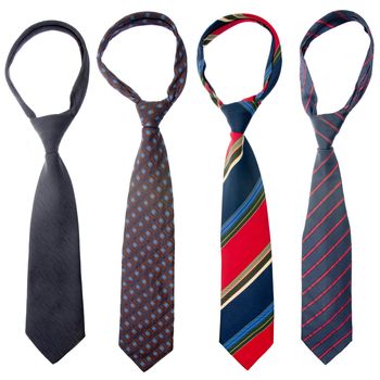 Four ties isolated on white background.