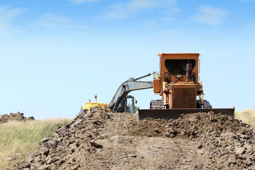 construction site with heavy machinery