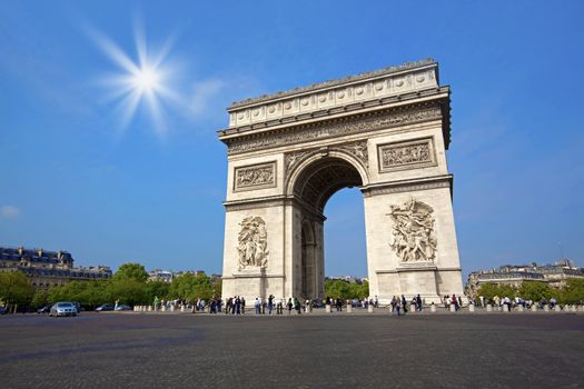 Arc de Triumph with blue skies in spring time
