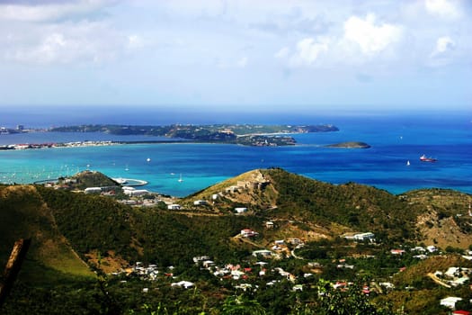Mountain view of a bay in St-Martin