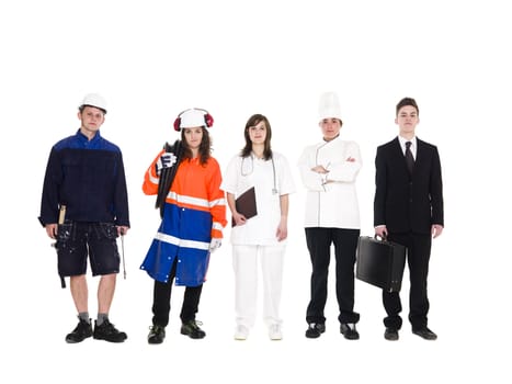 Group of people with different occupation isolated on white background