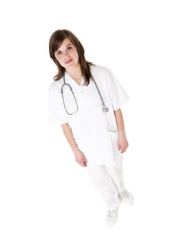 Female Nurse isolated on white background
