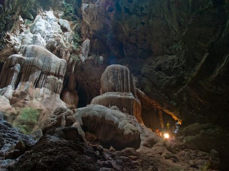 Explore at innermost of Sai Cave, Khao Sam Roi Yot National Park, Prachuap Khiri Khan, Thailand