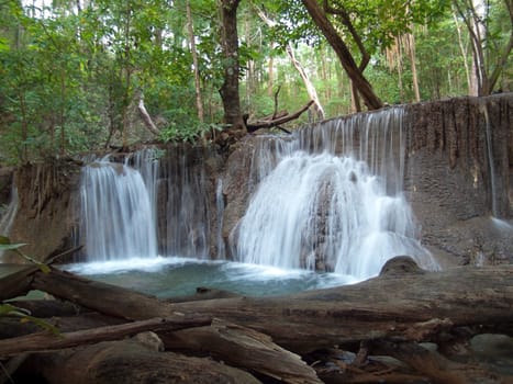 Seventh level of Huay Mae Kamin Waterfall, Khuean Srinagarindra National Park, Kanchanaburi, Thailand
