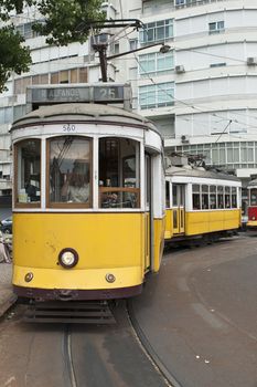 Classic tram on the streets of Lisbon in Portugal, Europe.