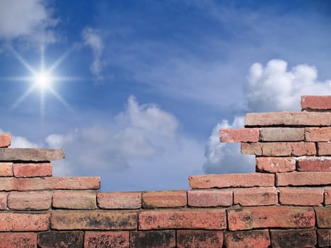 Parapet with beautiful sky in open area
