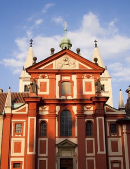 historic building, stucco on the walls, a statue