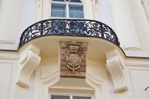 historic building, stucco on the walls, a statue