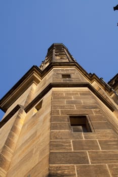 historic building, stucco on the walls, a statue