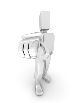 Man pointing forward front view 3D render