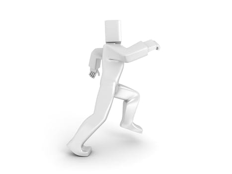 Man in run. 3d rendered illustration isolated on white.