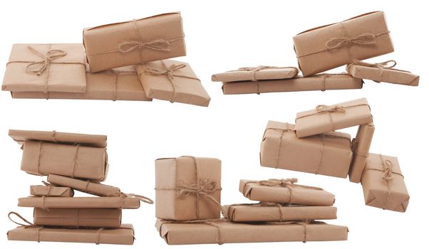 gift box arranged in different shape on white background