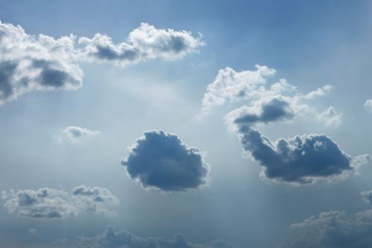 Heaven. Cloudscape of various light intensity clouds