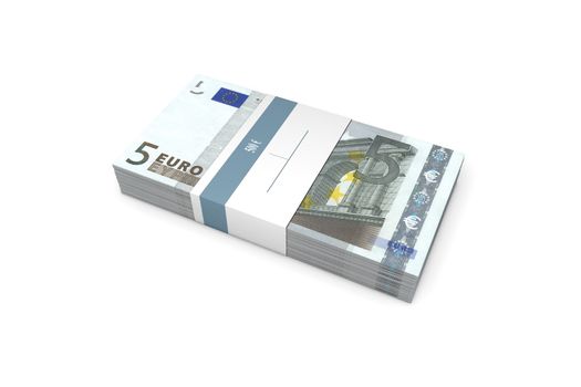 single packet of 5 Euro notes with bank wrapper - 500 Euros