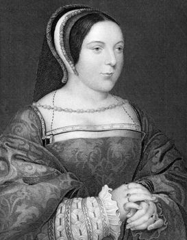 Margaret Tudor (1489-1541) on engraving from 1838. Queen of Scotland. Engraved by J.Cochran and published by J.Tallis & Co.