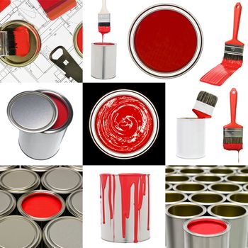 Collage of Red painting objects