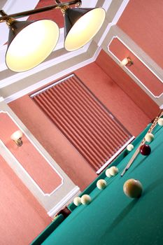 table for game in billiards in interior