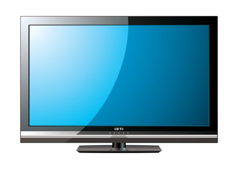 Modern flat screen television with blue monitor