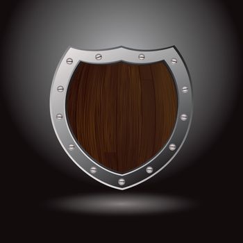 Wood grain secure metal shield with spot light shadow