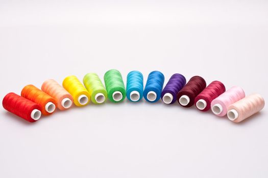 multi-colored rainbow threads for sewing