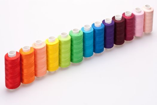 multi-colored rainbow threads for sewing