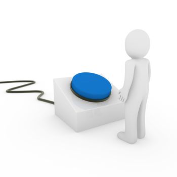 3d human man button stop start blue push