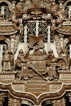 Chinese old story stone carving with group people. 