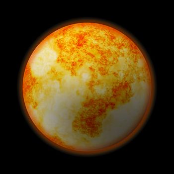 A red hot glowing planet - it works well as Mars or the Sun