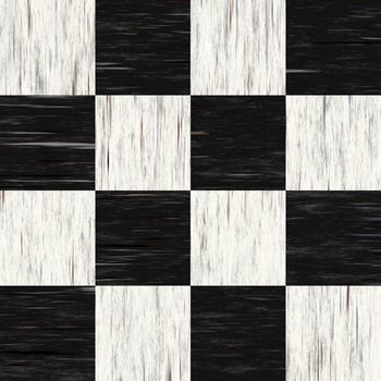 Black and white checkered floor tiles with texture.  This tiles seamlessly as a pattern.