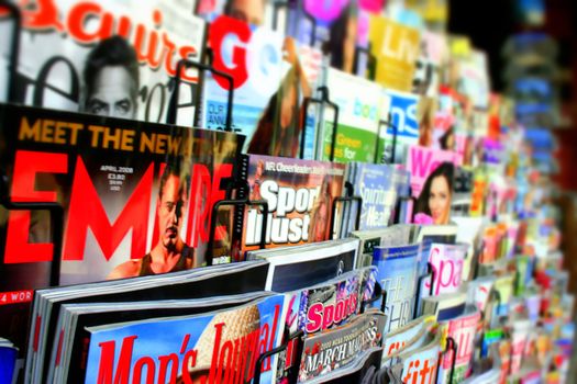 Very colorful magazine stand or store as you can find in many places downtown.