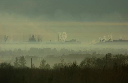 Area with much industrial pollution.