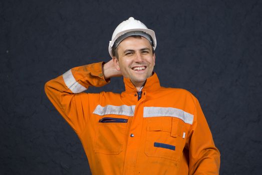 Miner is feeling relaxed after job well done stock photo