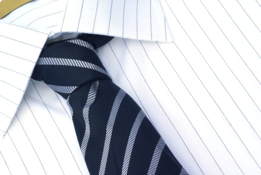 Neatly shirt and tie close up.