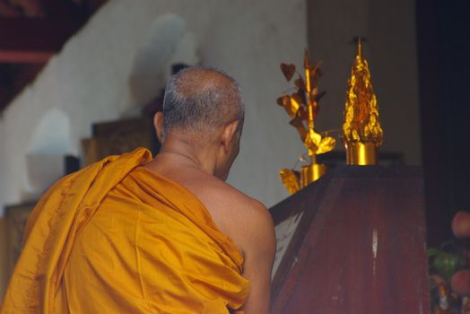 Buddhist monk in a wat