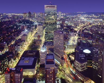 dusk downtown Boston