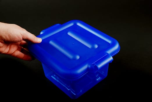 pictures of blue plastic clear containers for storage