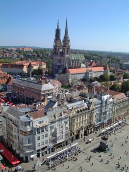 Zagreb panorama with cathedral