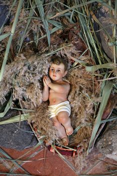 A baby Jesus figure on Christmas, Tabgha-Church of St. Peter's Primacy