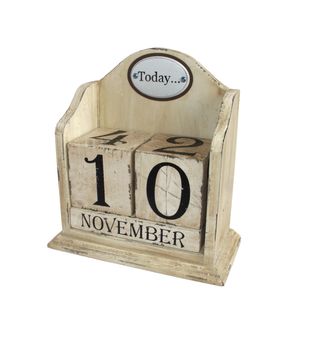 Wooden cubes calendar. Date, namber and month