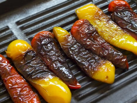close up of grilled bell peppers